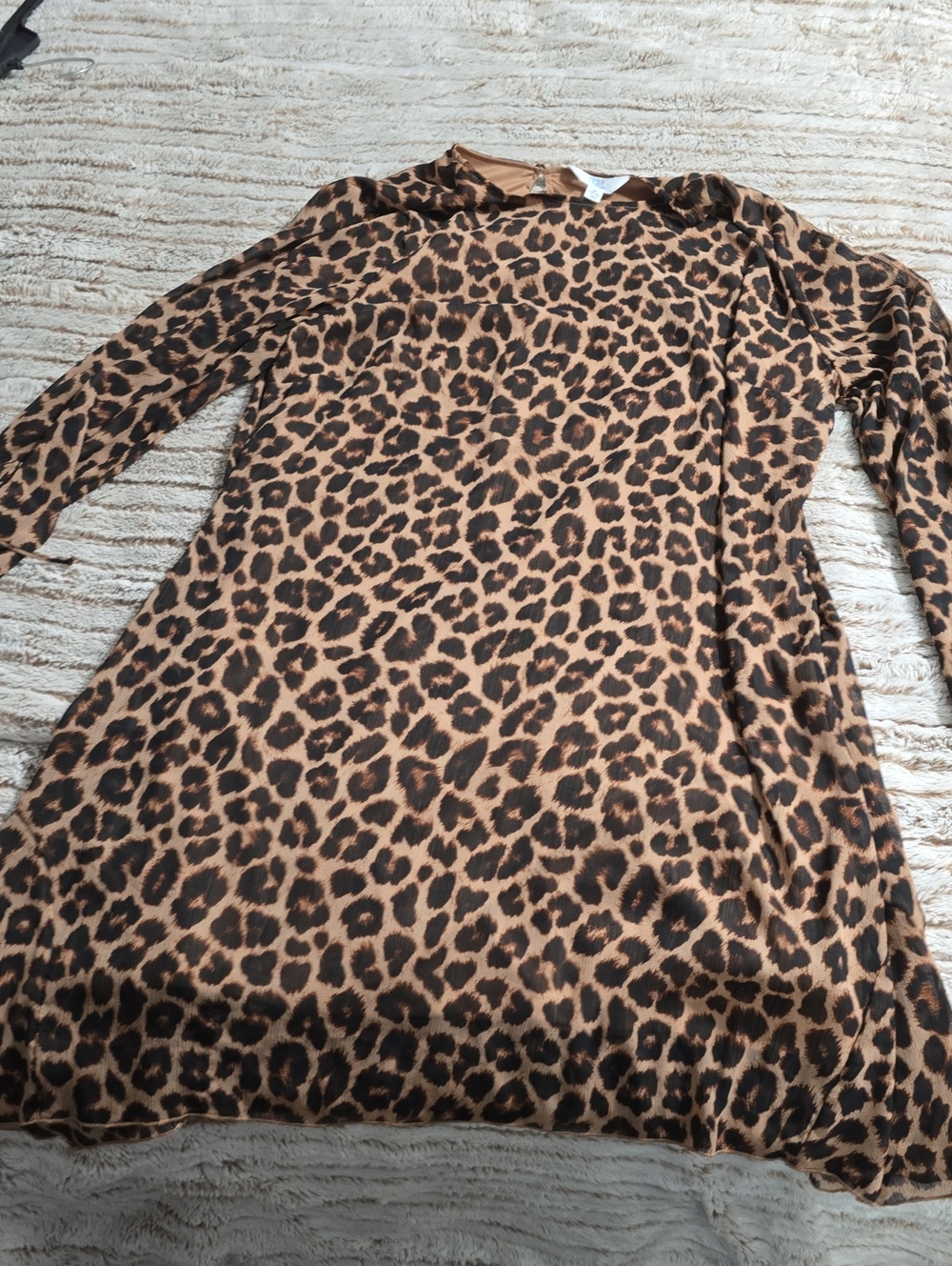 Time and Tru Womans Leopard Print Long Sleeve Dress - Brown/Black